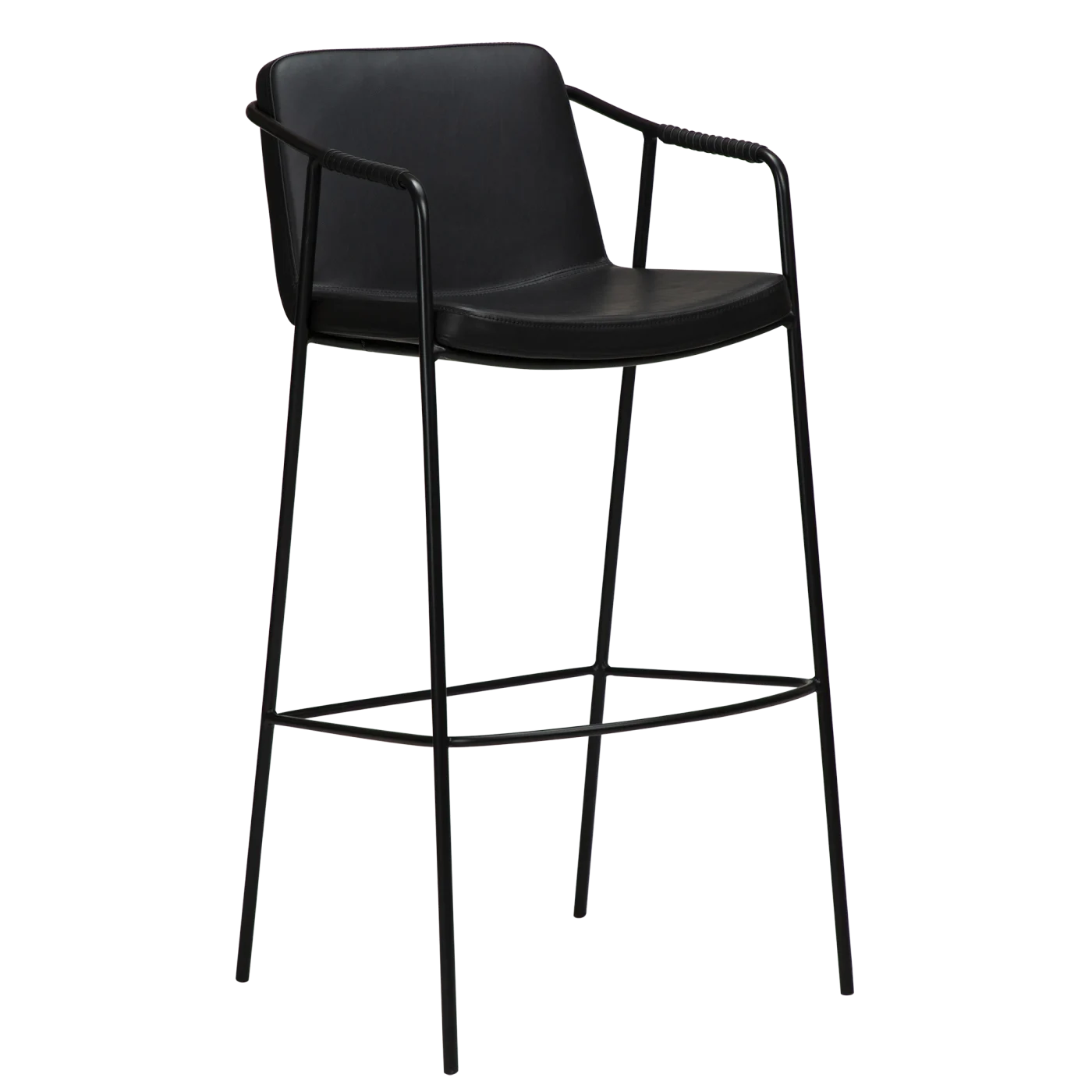 Boto Bar Stool Vintage Black Art Leather With Black Metal Legs 200310300 01 Main