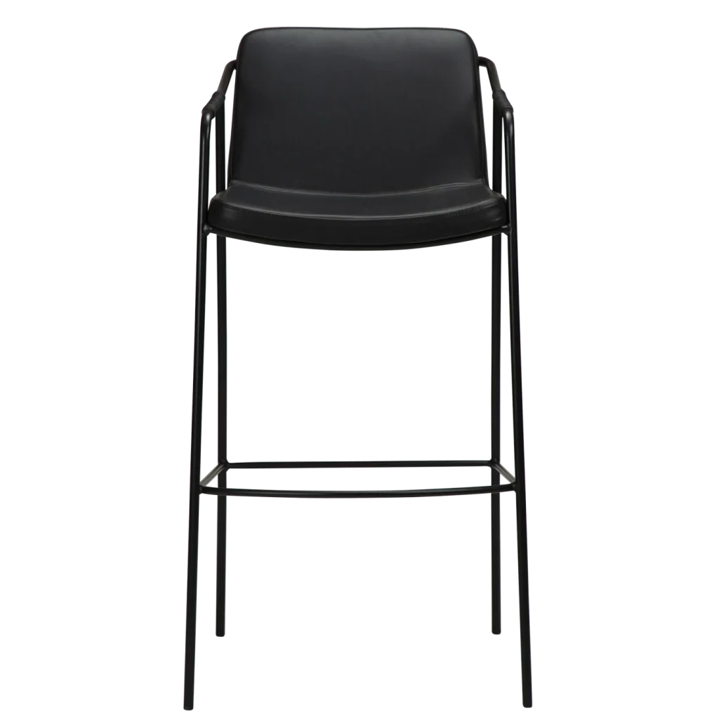 Boto Bar Stool Vintage Black Art Leather With Black Metal Legs 200310300 02 Front