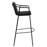 Boto Bar Stool Vintage Black Art Leather With Black Metal Legs 200310300 03 Profile