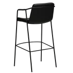 Boto Bar Stool Vintage Black Art Leather With Black Metal Legs 200310300 05 Back Angle