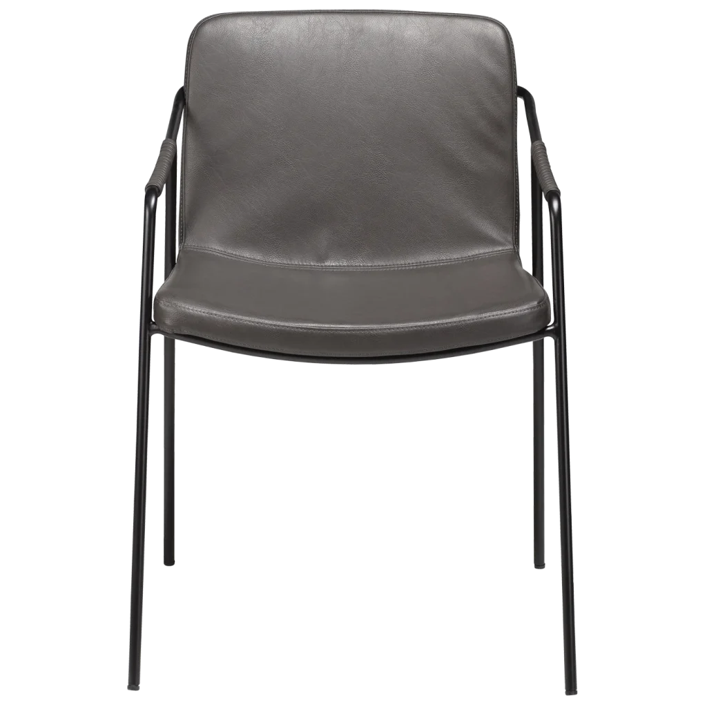 Boto Chair Vintage Grey Art Leather With Black Metal Legs 100310302 02 Front