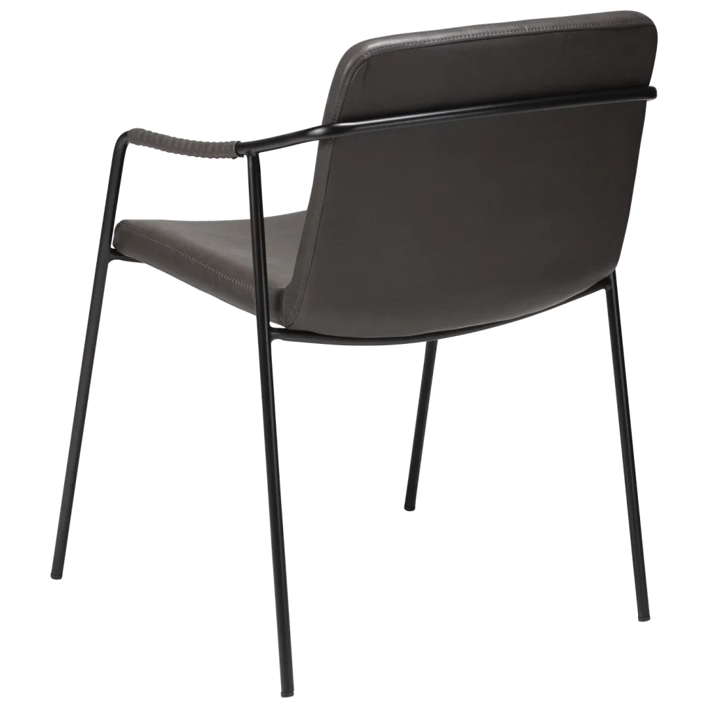 Boto Chair Vintage Grey Art Leather With Black Metal Legs 100310302 05 Back Angle