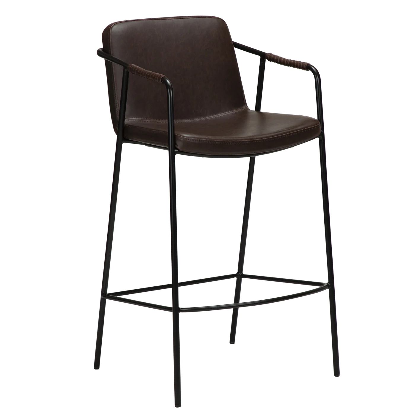Boto Counter Stool Vintage Cocoa Art Leather With Black Metal Legs 300310304 01 Main