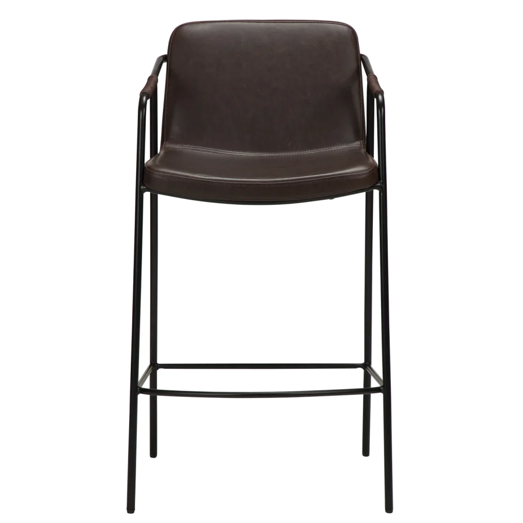 Boto Counter Stool Vintage Cocoa Art Leather With Black Metal Legs 300310304 02 Front