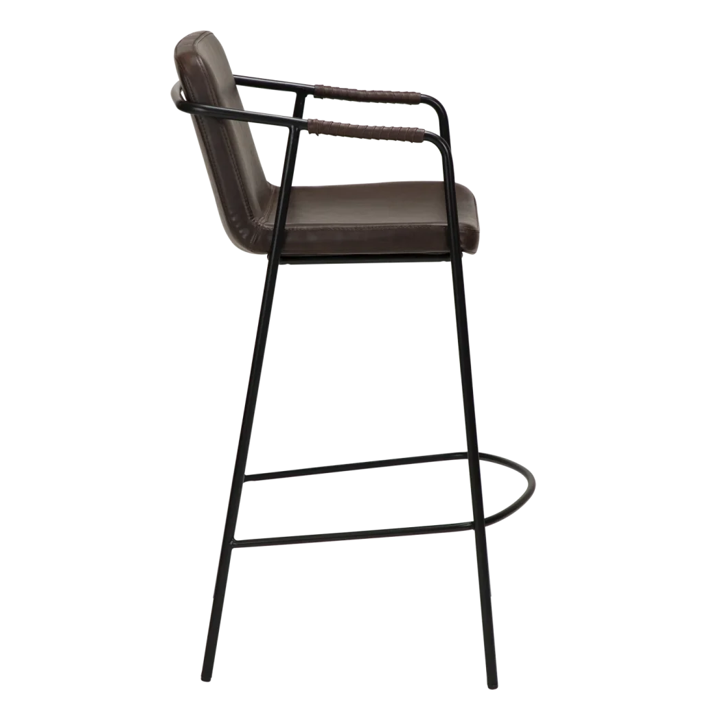 Boto Counter Stool Vintage Cocoa Art Leather With Black Metal Legs 300310304 03 Profile