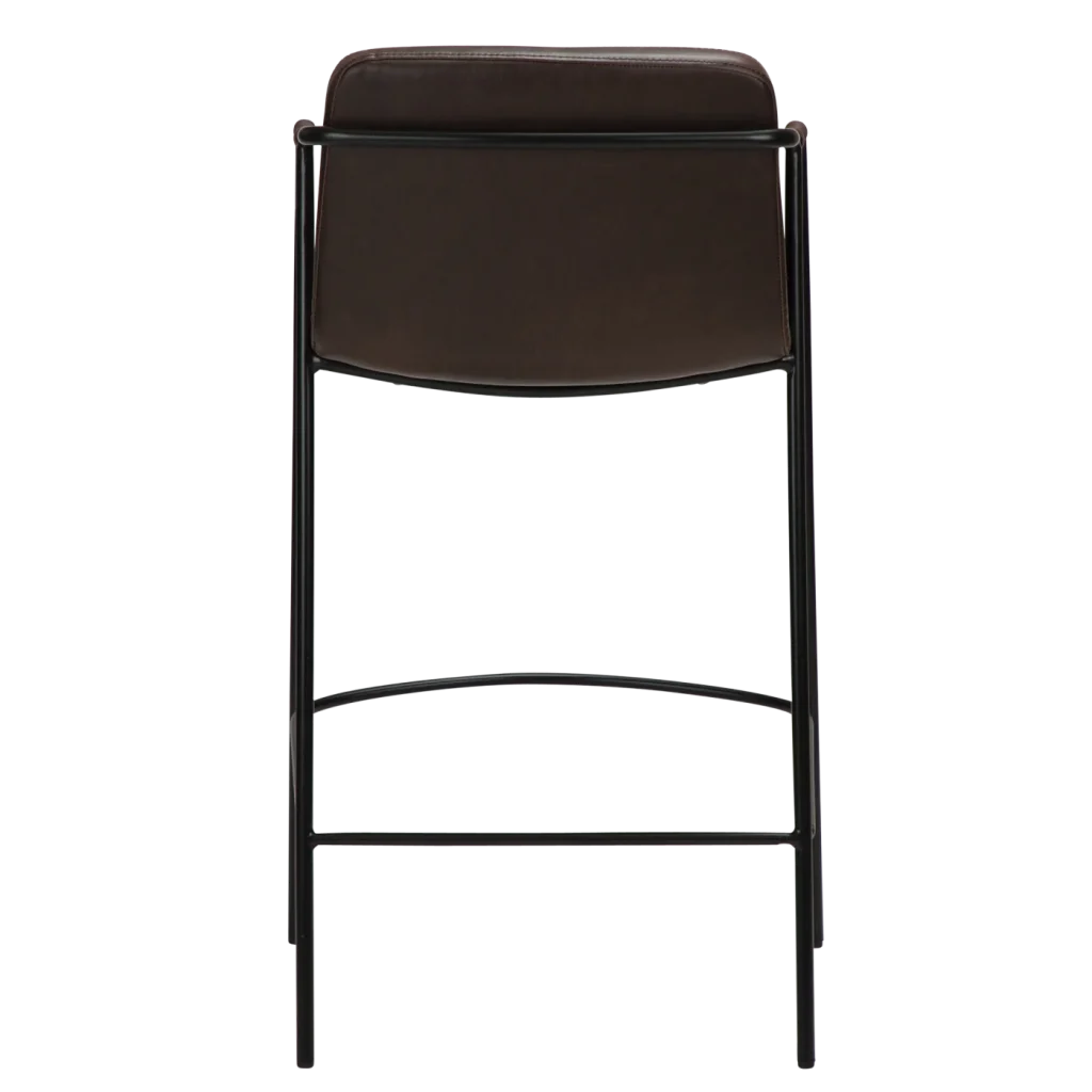 Boto Counter Stool Vintage Cocoa Art Leather With Black Metal Legs 300310304 04 Back