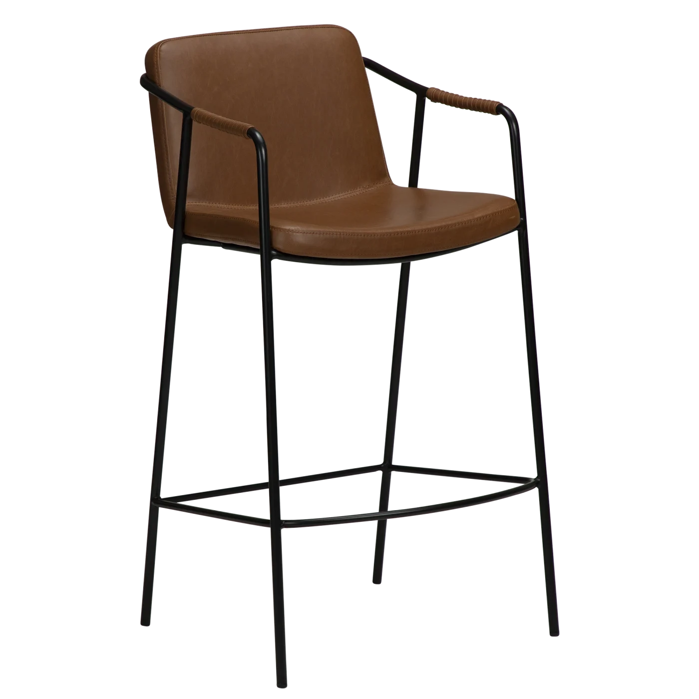 Boto Counter Stool Vintage Light Brown Art Leather With Black Metal Legs 300310301 01 Main