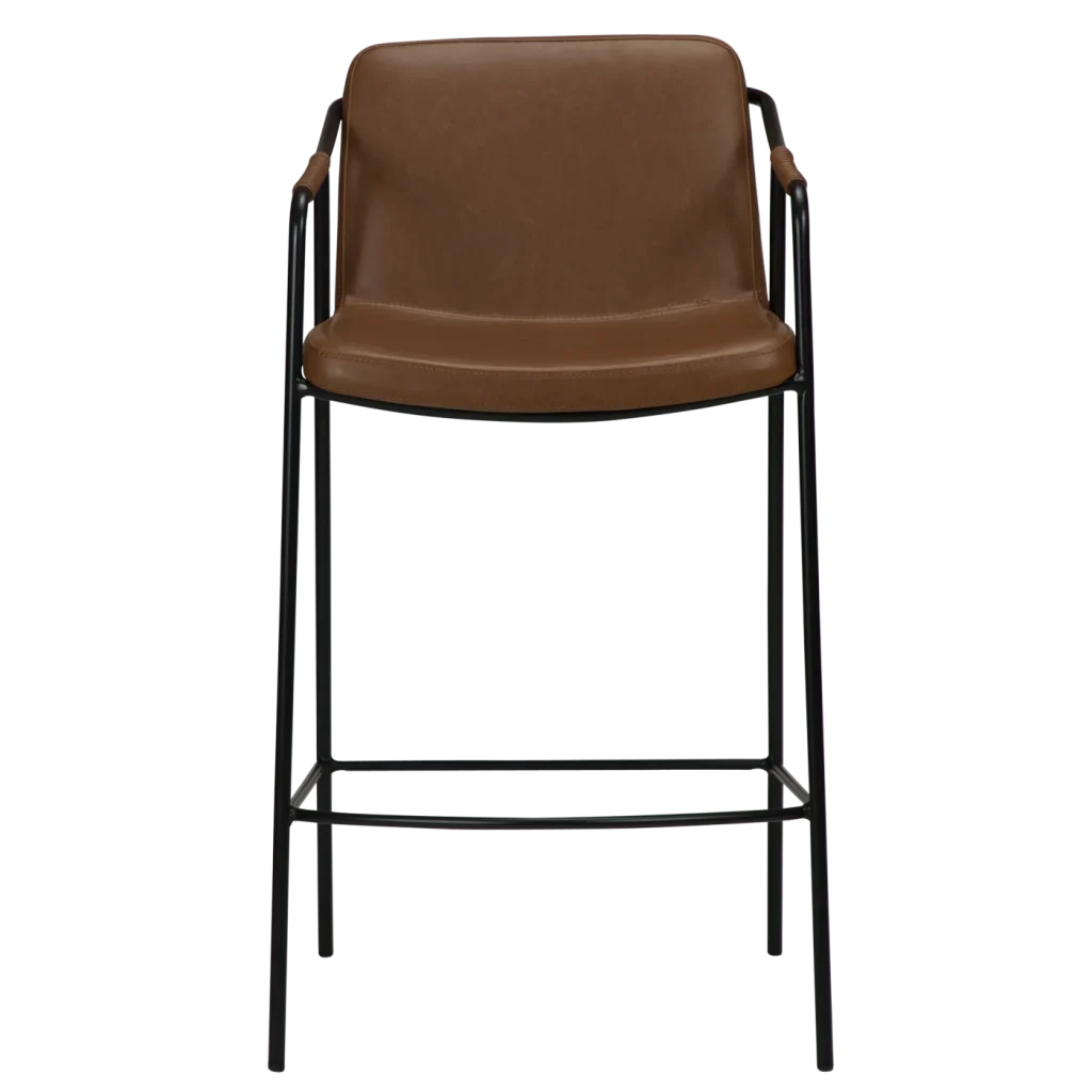 Boto Counter Stool Vintage Light Brown Art Leather With Black Metal Legs 300310301 02 Front