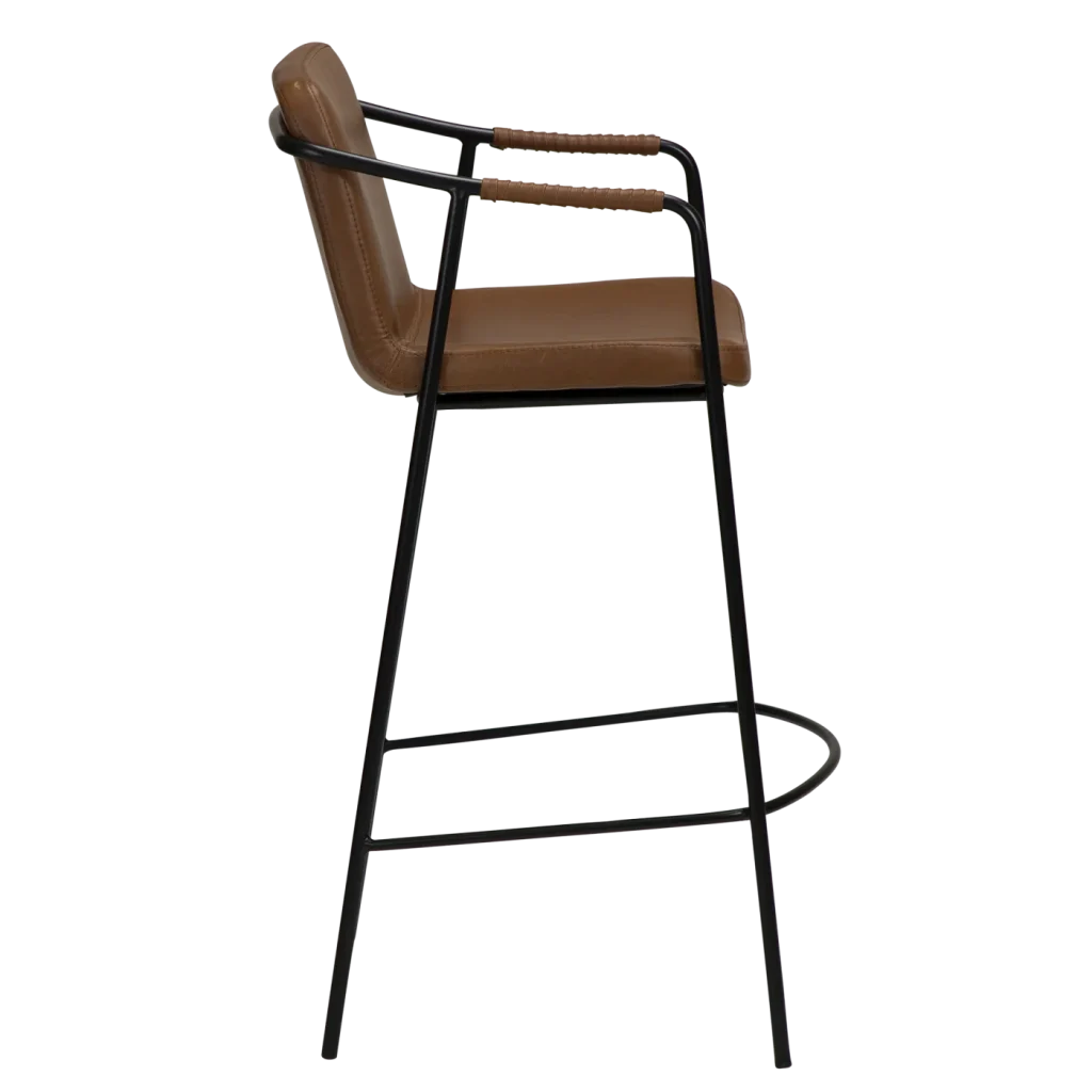 Boto Counter Stool Vintage Light Brown Art Leather With Black Metal Legs 300310301 03 Profile