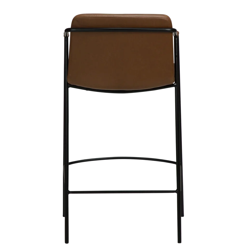 Boto Counter Stool Vintage Light Brown Art Leather With Black Metal Legs 300310301 04 Back