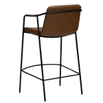 Boto Counter Stool Vintage Light Brown Art Leather With Black Metal Legs 300310301 05 Back Angle