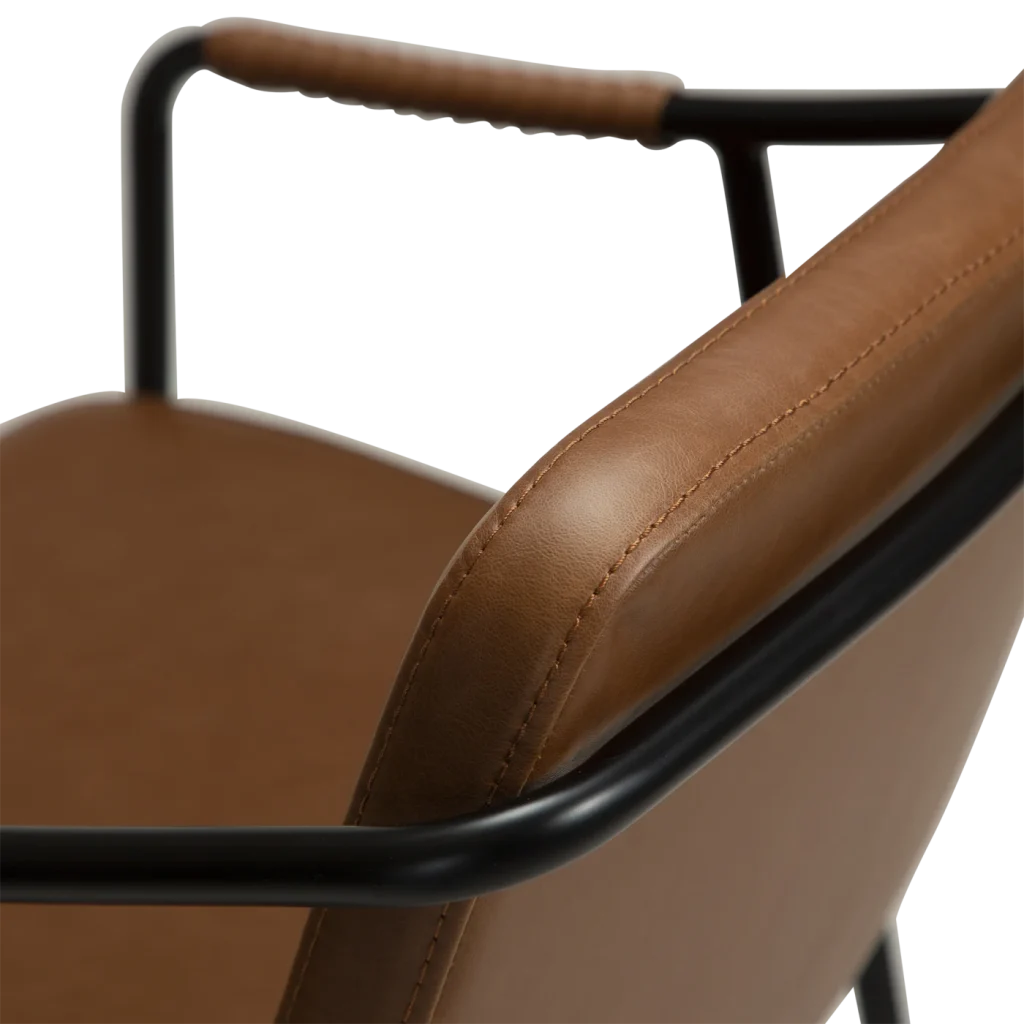 Boto Counter Stool Vintage Light Brown Art Leather With Black Metal Legs 300310301 07 Detail2