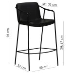 Boto Counter Stool Vintage Light Brown Art Leather With Black Metal Legs 300310301 15 Measurements