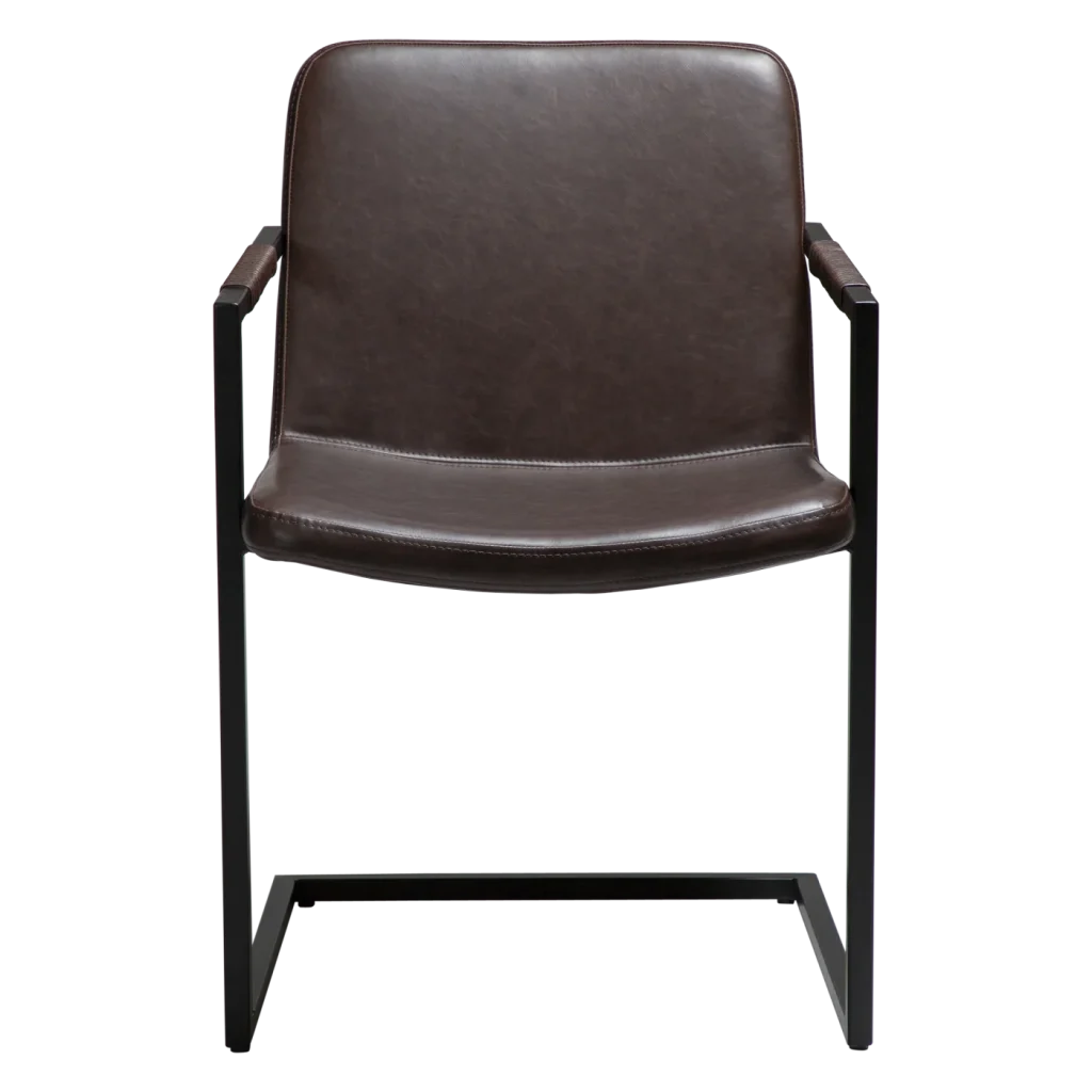 BOUNCE CHAIR Vintage Cocoa Art Leather W. Black Metal Cantilever Base 100500989 02 Front