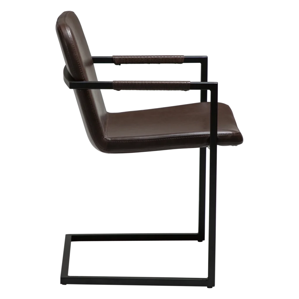 BOUNCE CHAIR Vintage Cocoa Art Leather W. Black Metal Cantilever Base 100500989 03 Profile