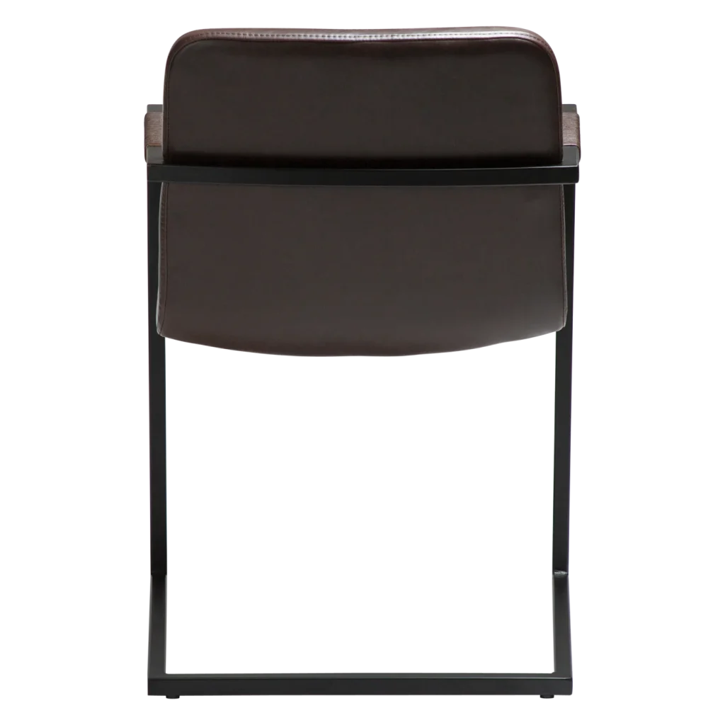 BOUNCE CHAIR Vintage Cocoa Art Leather W. Black Metal Cantilever Base 100500989 04 Back