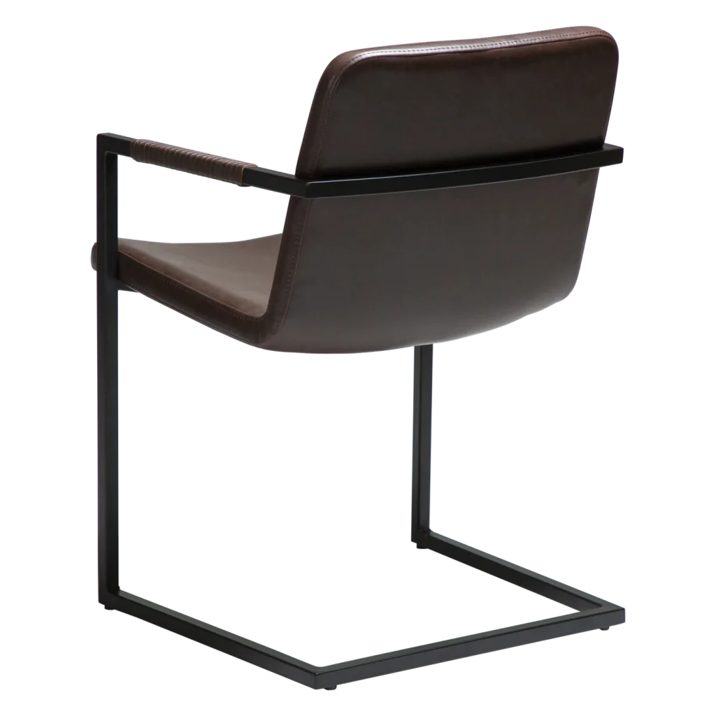 BOUNCE CHAIR Vintage Cocoa Art Leather W. Black Metal Cantilever Base 100500989 05 Back Angle