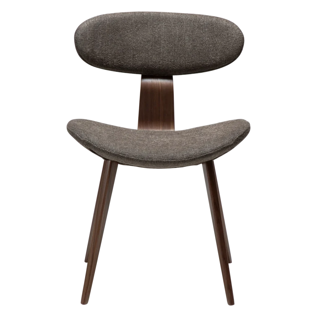 BUCKLE CHAIR Major Brown Boucle Fabric W. Walnut Legs 100300102 02 Front