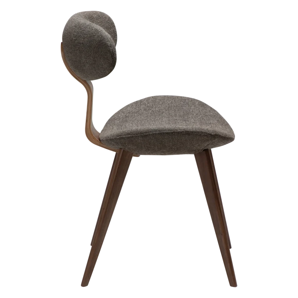 BUCKLE CHAIR Major Brown Boucle Fabric W. Walnut Legs 100300102 03 Profile