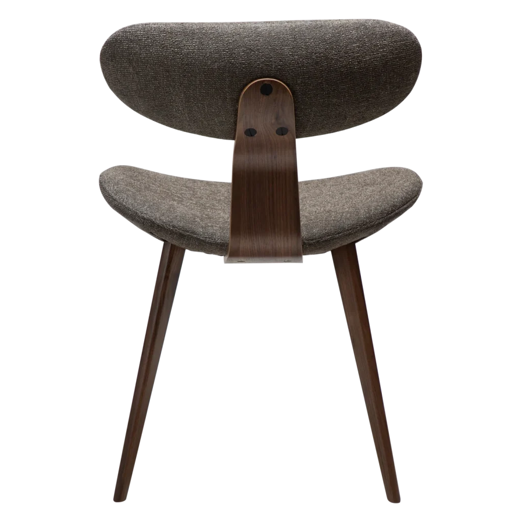 BUCKLE CHAIR Major Brown Boucle Fabric W. Walnut Legs 100300102 04 Back