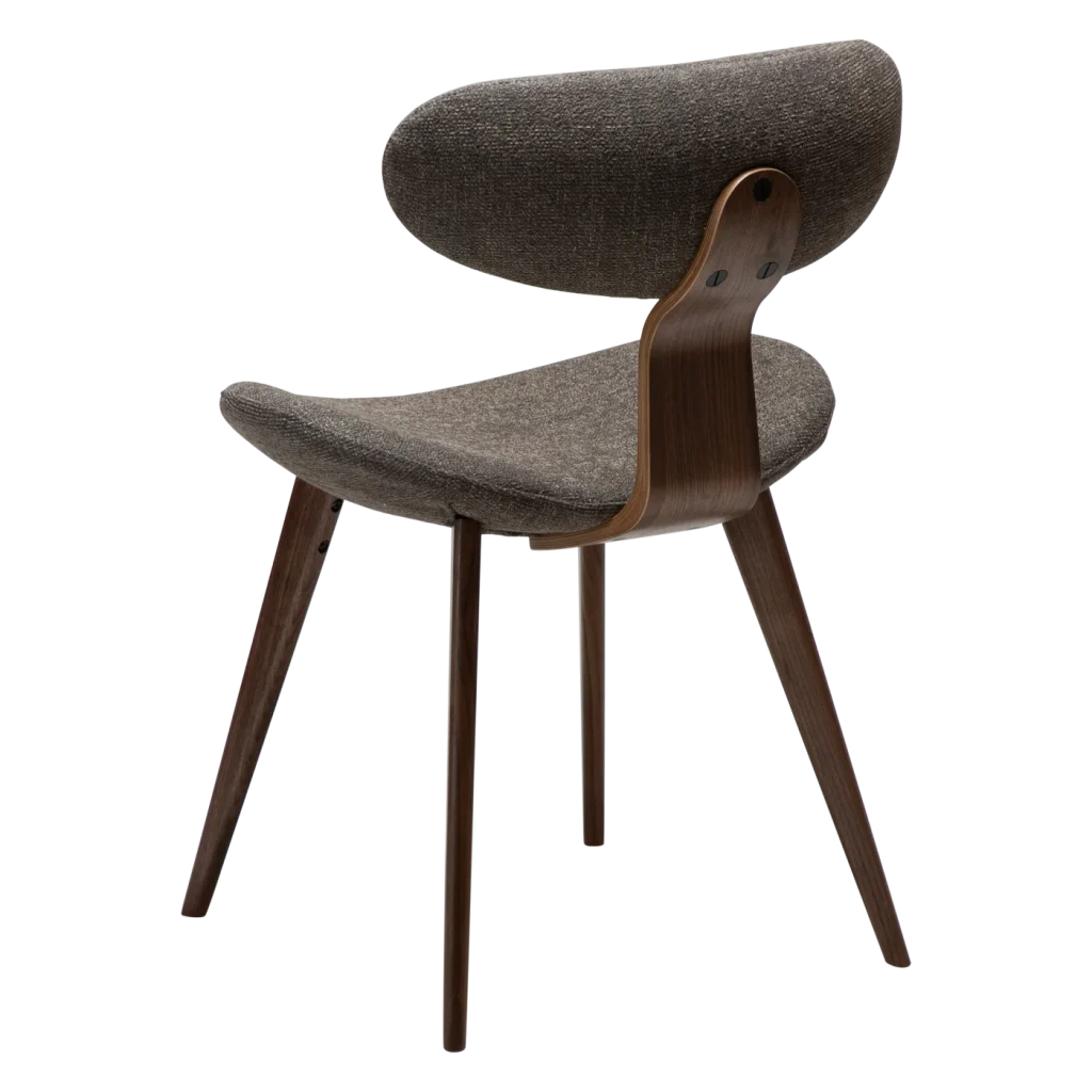 BUCKLE CHAIR Major Brown Boucle Fabric W. Walnut Legs 100300102 05 Back Angle