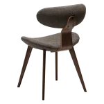 BUCKLE CHAIR Major Brown Boucle Fabric W. Walnut Legs 100300102 05 Back Angle