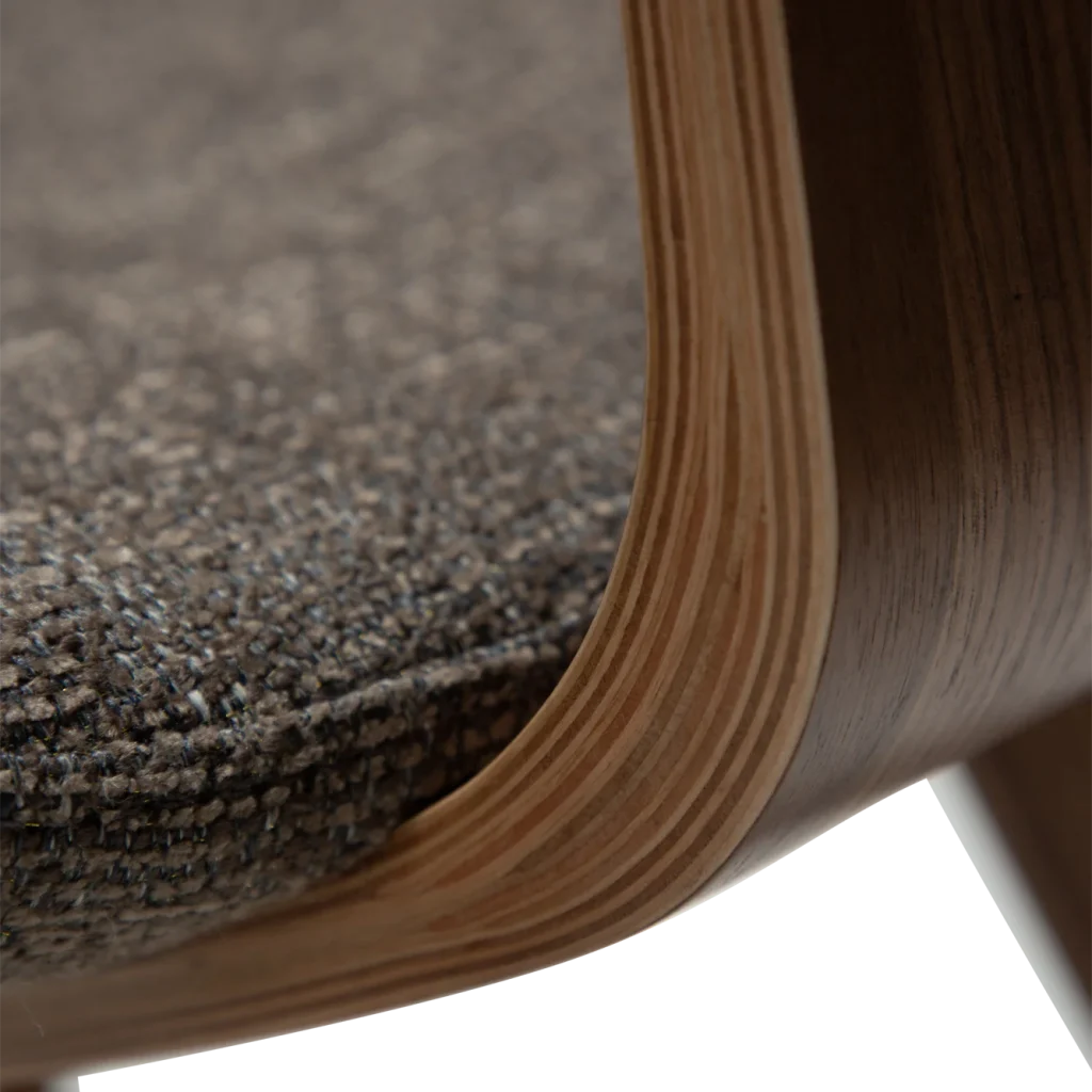 BUCKLE CHAIR Major Brown Boucle Fabric W. Walnut Legs 100300102 06 Detail1