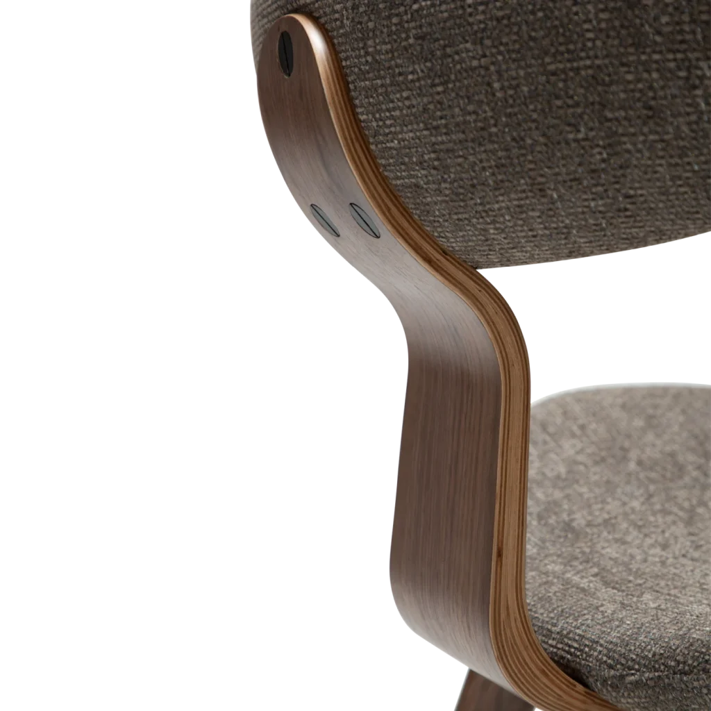 BUCKLE CHAIR Major Brown Boucle Fabric W. Walnut Legs 100300102 08 Detail3