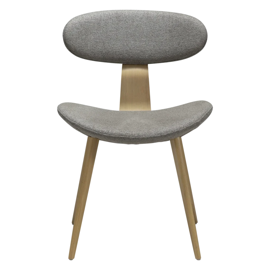 BUCKLE CHAIR Pebble Earth Boucle Fabric W. Whitewashed Oak Legs 100300101 02 Front