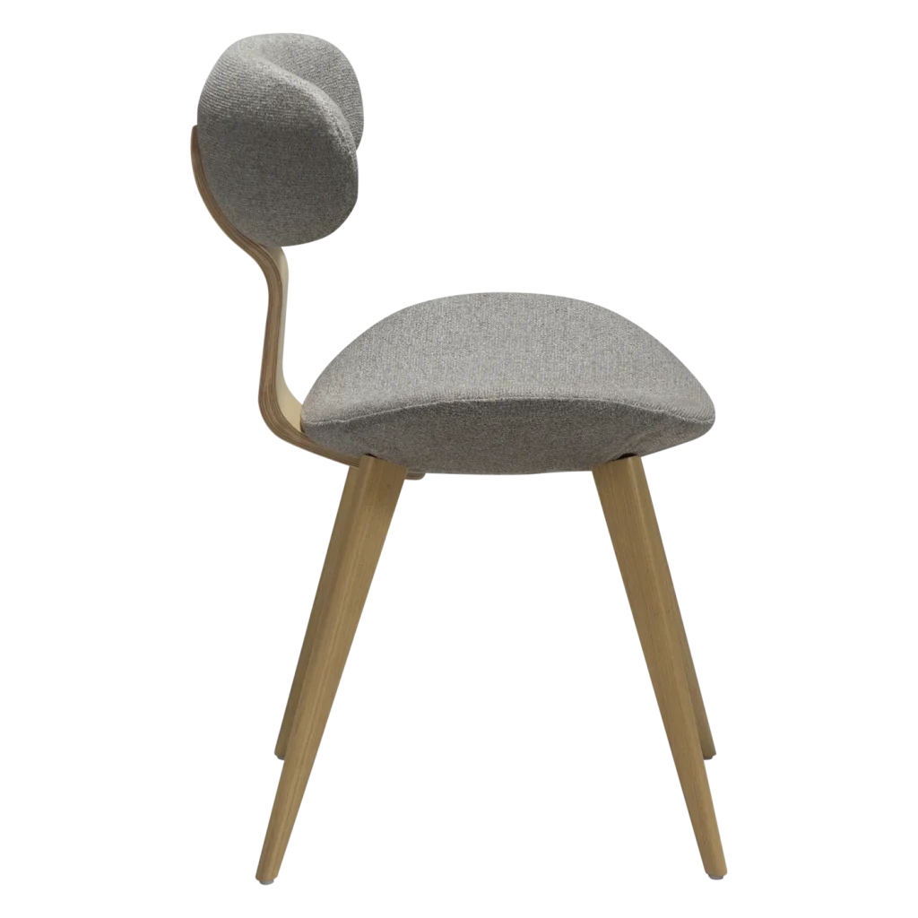 BUCKLE CHAIR Pebble Earth Boucle Fabric W. Whitewashed Oak Legs 100300101 03 Profile