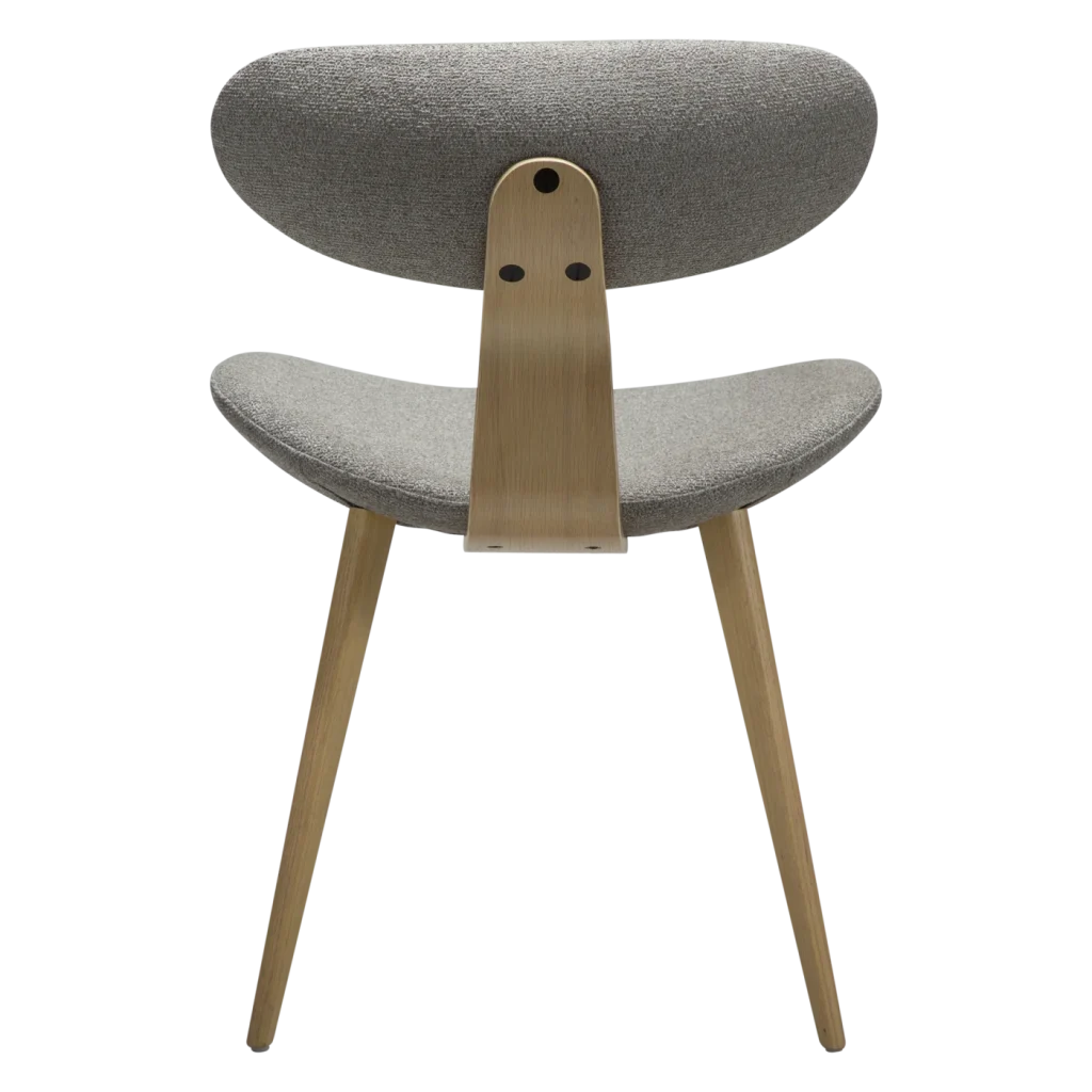 BUCKLE CHAIR Pebble Earth Boucle Fabric W. Whitewashed Oak Legs 100300101 04 Back