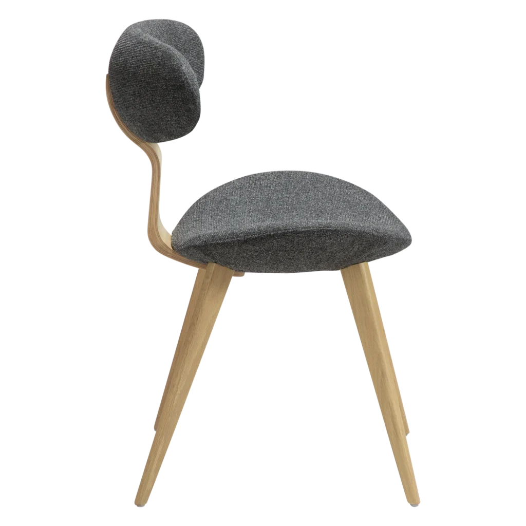 BUCKLE CHAIR Pebble Grey Boucle Fabric W. Whitewashed Oak Legs 100300100 03 Profile