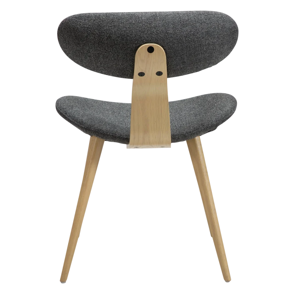 BUCKLE CHAIR Pebble Grey Boucle Fabric W. Whitewashed Oak Legs 100300100 04 Back