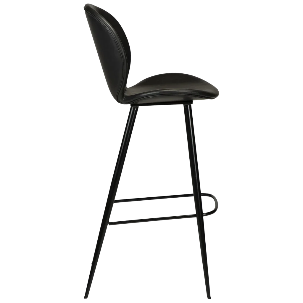Cloud Bar Stool Vintage Black Art Leather With Black Metal Legs 200800200 03 Profile