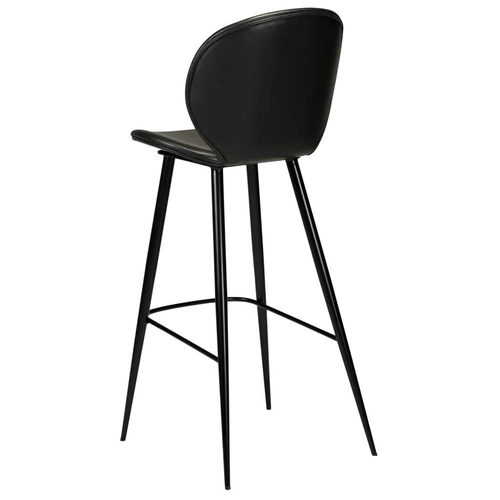 Cloud Bar Stool Vintage Black Art Leather With Black Metal Legs 200800200 05 Back Angle
