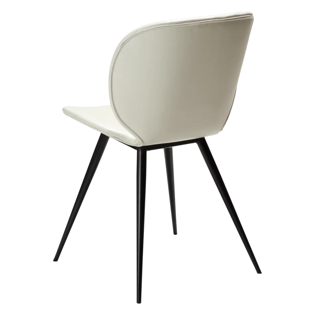 Cloud Chair Bone White Art Leather With Black Conical Metal Legs 100800233 05 Back Angle