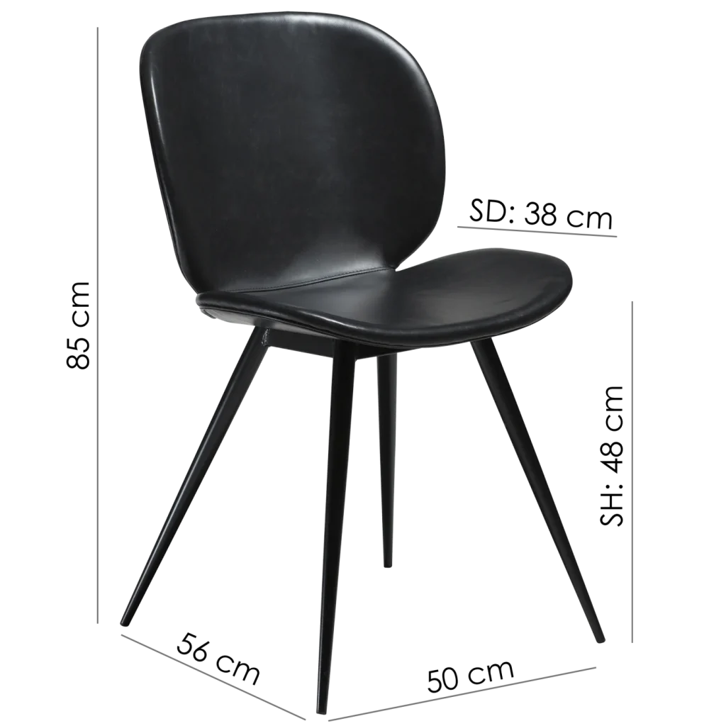 Cloud Chair Bone White Art Leather With Black Conical Metal Legs 100800233 06 Measurements