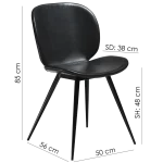 Cloud Chair Bone White Art Leather With Black Conical Metal Legs 100800233 06 Measurements