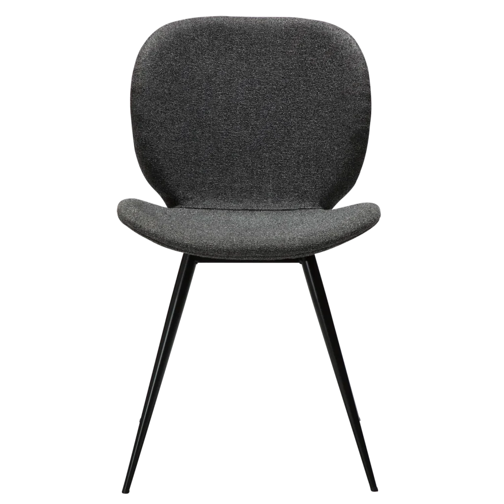 Cloud Chair Pebble Grey Boucle Fabric With With Black Conical Metal Legs 100800206 02 Front