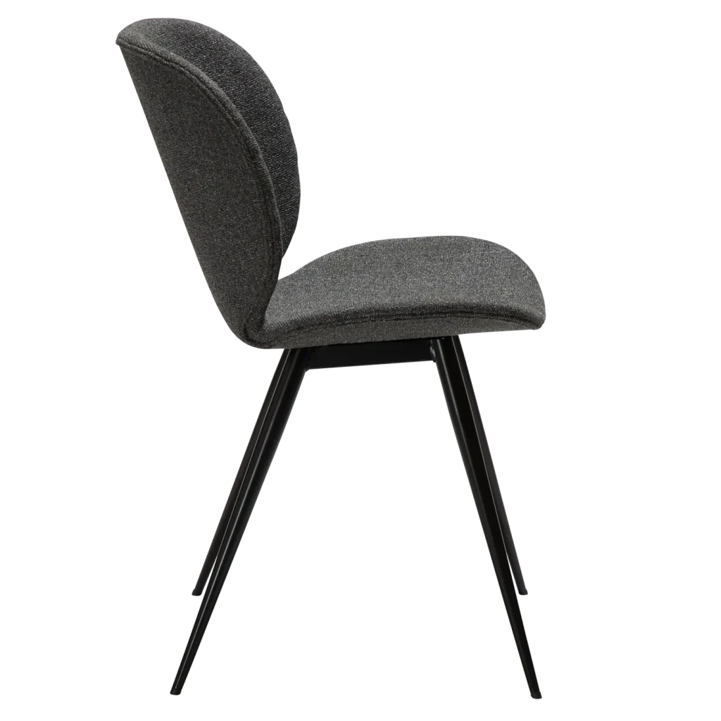 Cloud Chair Pebble Grey Boucle Fabric With With Black Conical Metal Legs 100800206 03 Profile