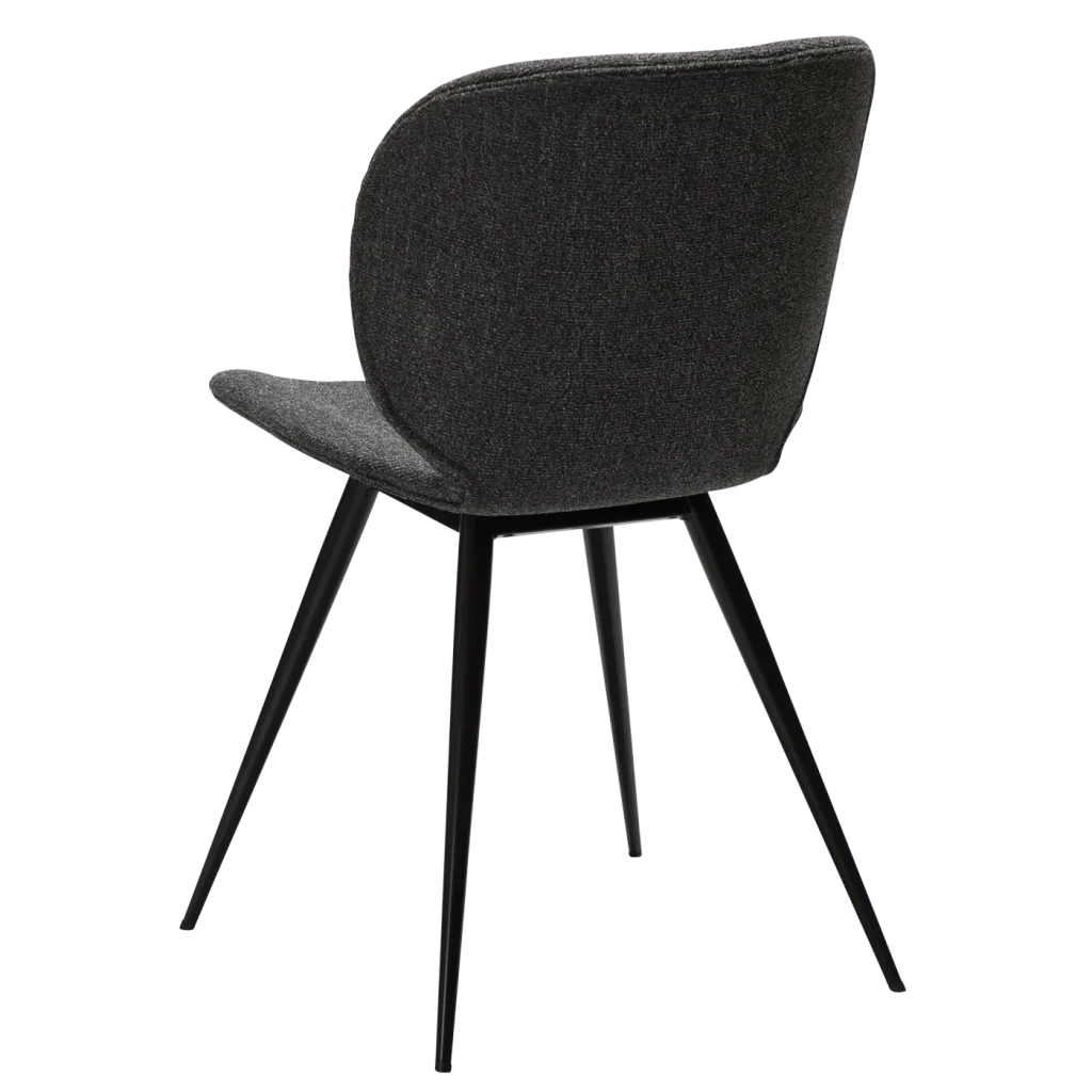 Cloud Chair Pebble Grey Boucle Fabric With With Black Conical Metal Legs 100800206 05 Back Angle