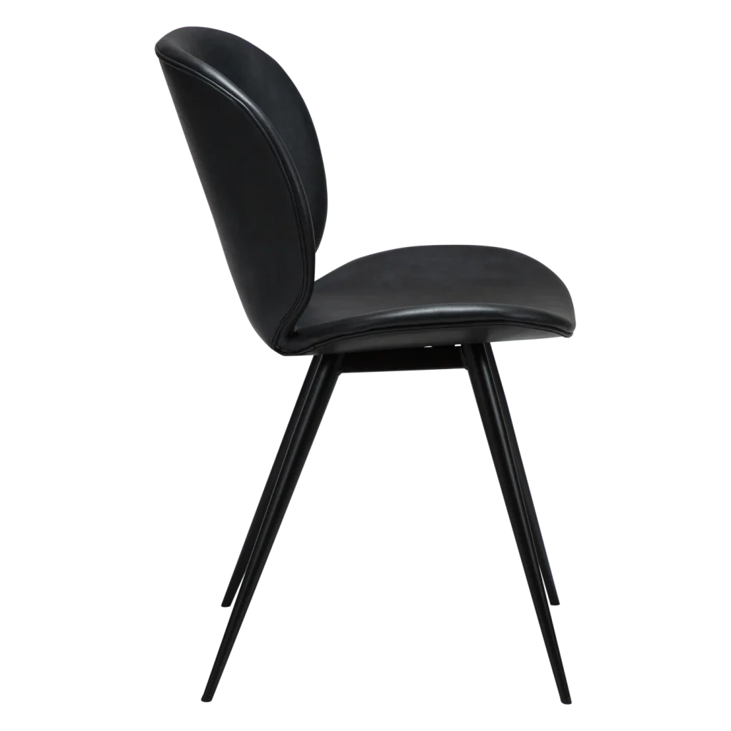 CLOUD CHAIR Raven Black Faux Leather W. Black Metal Legs 100800261 03 Profile