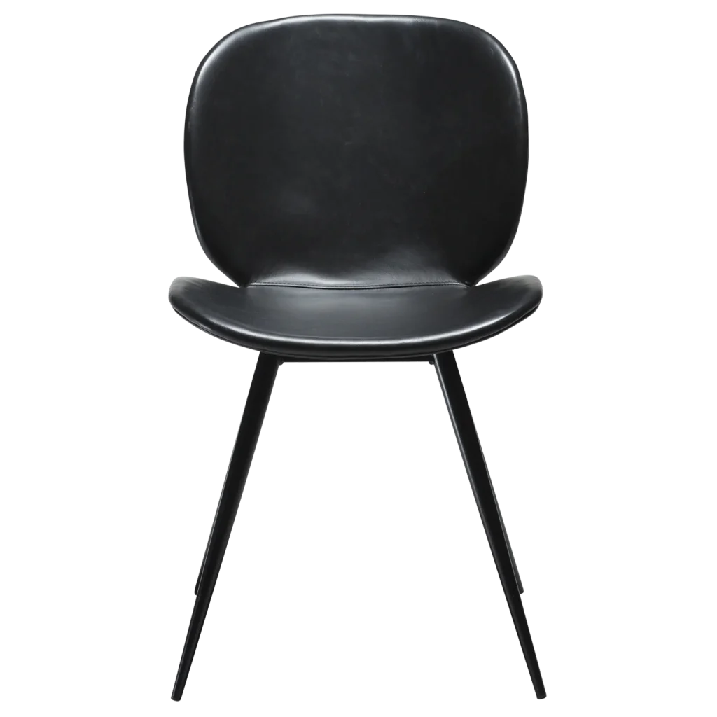 Cloud Chair Vintage Black Art Leather With Black Conical Metal Legs 100800200 02 Front