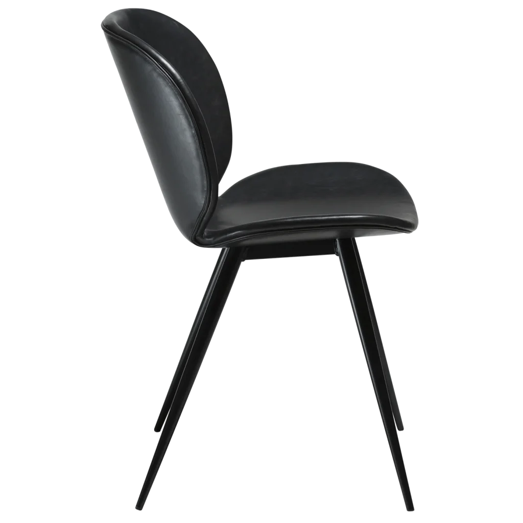 Cloud Chair Vintage Black Art Leather With Black Conical Metal Legs 100800200 03 Profile