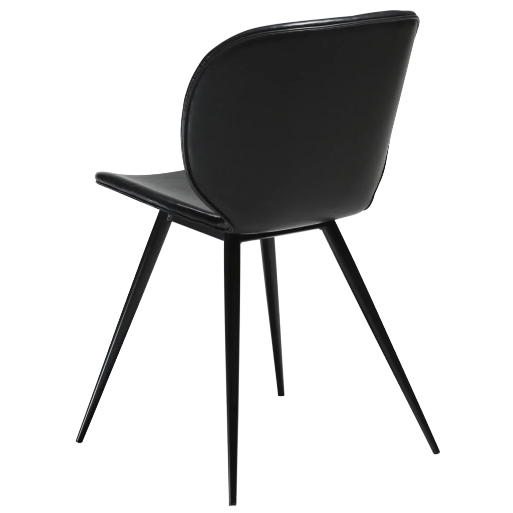 Cloud Chair Vintage Black Art Leather With Black Conical Metal Legs 100800200 05 Back Angle