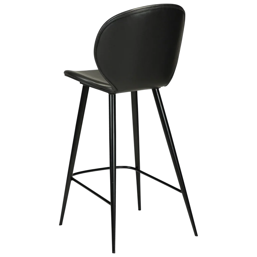 Cloud Counter Stool Vintage Black Art Leather With Black Metal Legs 300800200 05 Back Angle