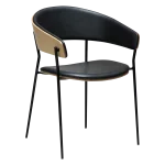 CRIB ARMCHAIR Raven Black Faux Leather W. Whitewashed Oak Veneer W. Black Metal Legs 100200690 01 Main