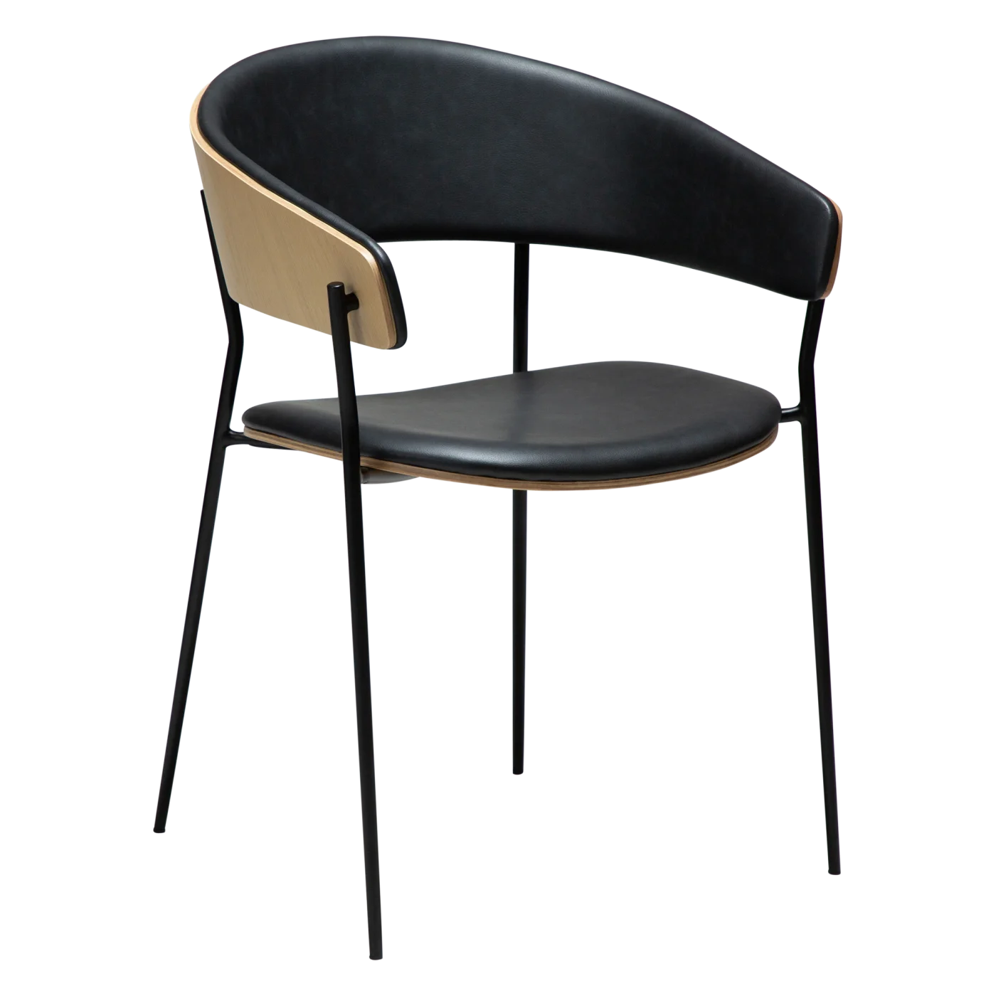 CRIB ARMCHAIR Raven Black Faux Leather W. Whitewashed Oak Veneer W. Black Metal Legs 100200690 01 Main