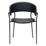 CRIB ARMCHAIR Raven Black Faux Leather W. Whitewashed Oak Veneer W. Black Metal Legs 100200690 02 Front