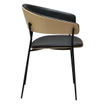 CRIB ARMCHAIR Raven Black Faux Leather W. Whitewashed Oak Veneer W. Black Metal Legs 100200690 03 Profile